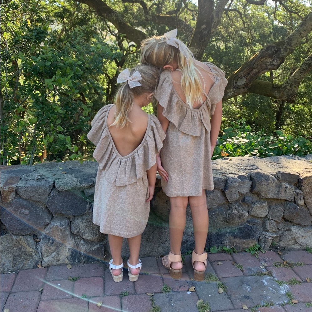 Zara brown low back dress with ruffle